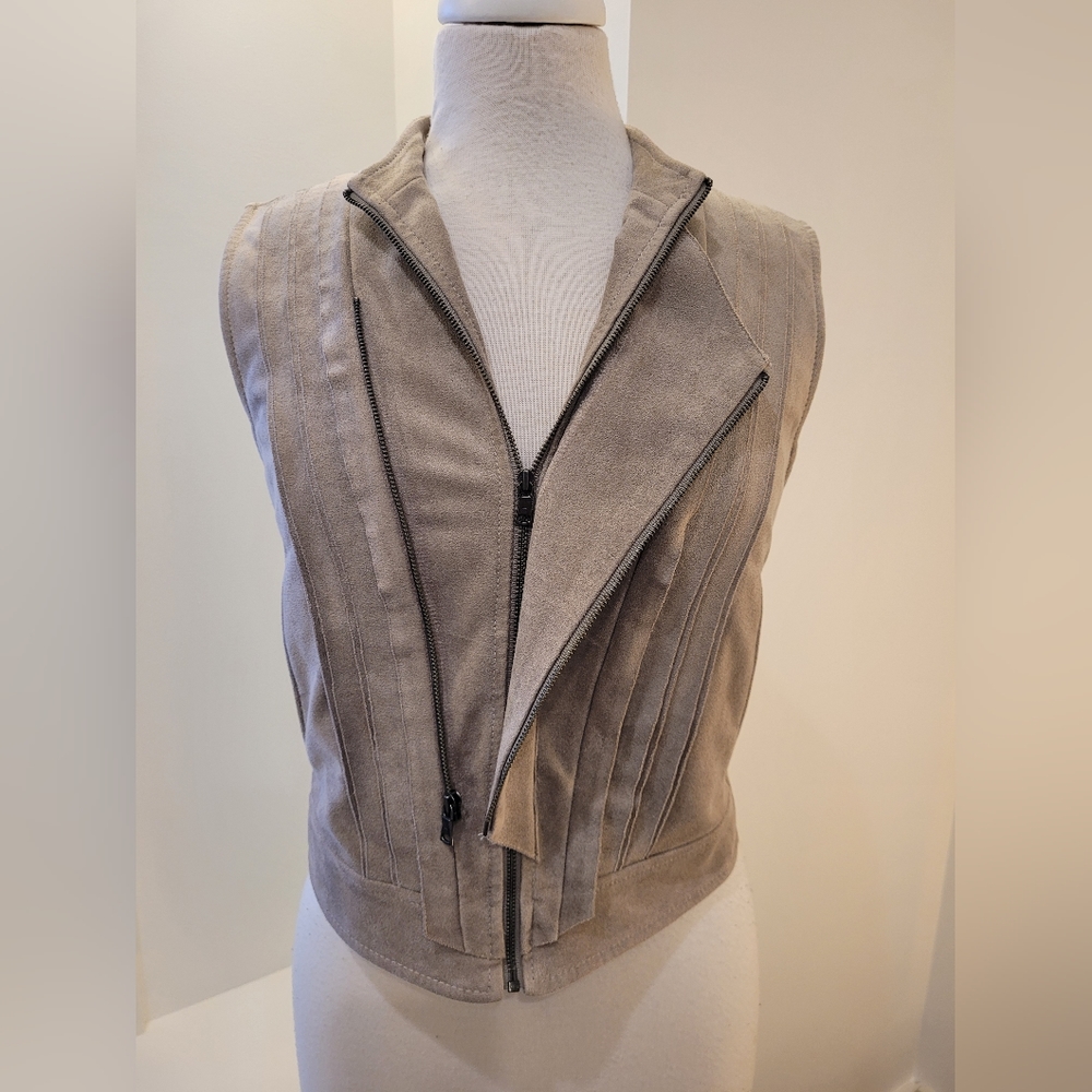 BCBG Faux Suede Moto Vest - Picture 1 of 8